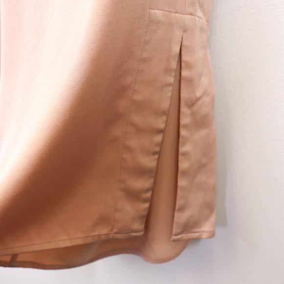 Nap Loungewear Wide Leg Slit Pants Satin Dusty Misty Rose Pink Cropped Small - Picture 4 of 9